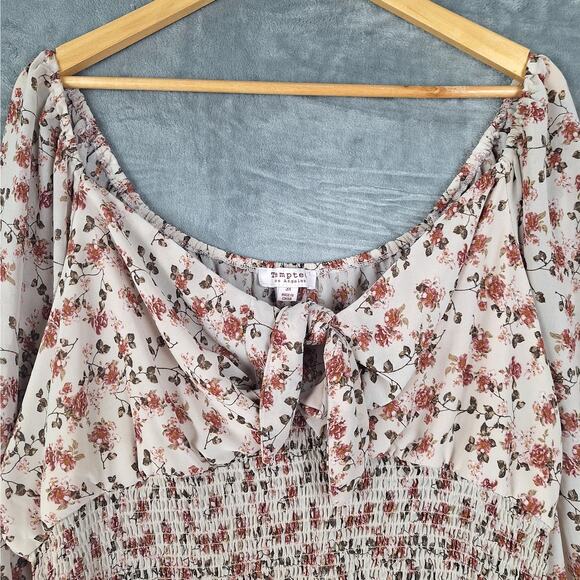 Womens Top 3X Boho Babydoll Floral Milkmaid Smocked Cottagecore Feminine Peasant - Picture 3 of 8